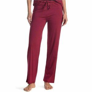 Blis Burgundy Red Satin Trim Sleep Cotton Pajama Lounge Pants Women's Large L